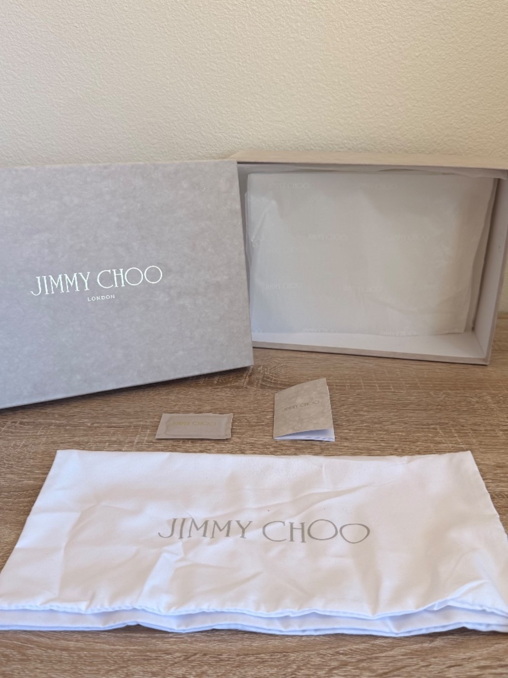 Jimmy Choo Empty Shoe Box with Dust Bag, Tissue & Booklet